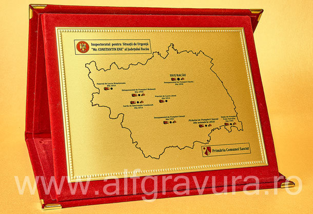 Mapa din plus rosie - Placheta aluminiu PAL24