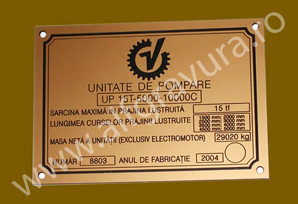Placa de timbru plastic auriu cu negru Placa de timbru plastic auriu cu negru