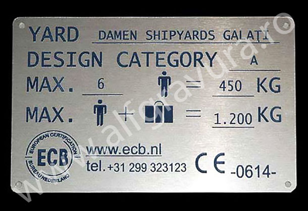Placa gravata identificare ambarcatiune Placa gravata identificare ambarcatiune