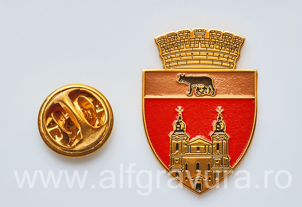 Insigna Municipul Blaj suflata cu aur Insigna Aurita Blaj