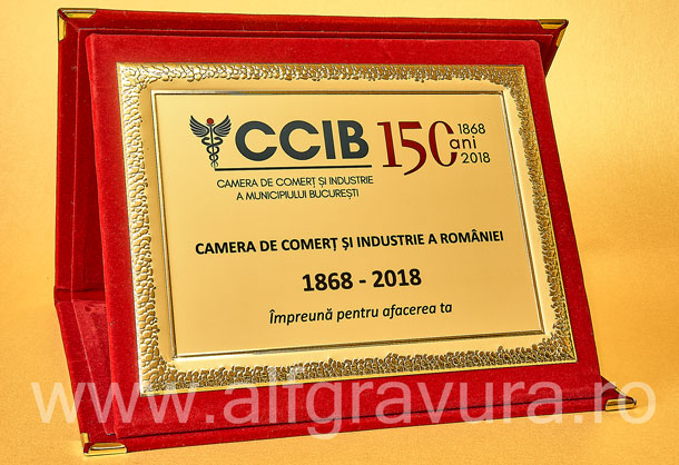 Diploma Camera de Comert - Mapa din plus rosie Mapa din plus rosie - Placheta aluminiu PAL02