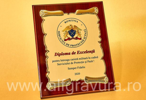 Diploma de Excelenta SPP - Placheta Lemn Placheta Lemn Lacuit - Placheta aluminiu PAL06