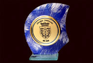 Trofee sticla pictata albastra