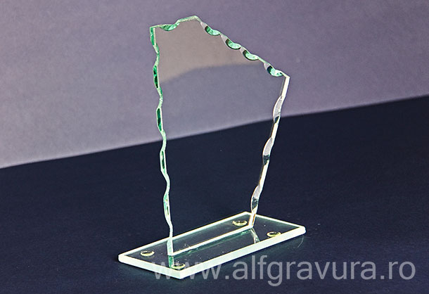 Trofeu pentagonal sticla gravat laser